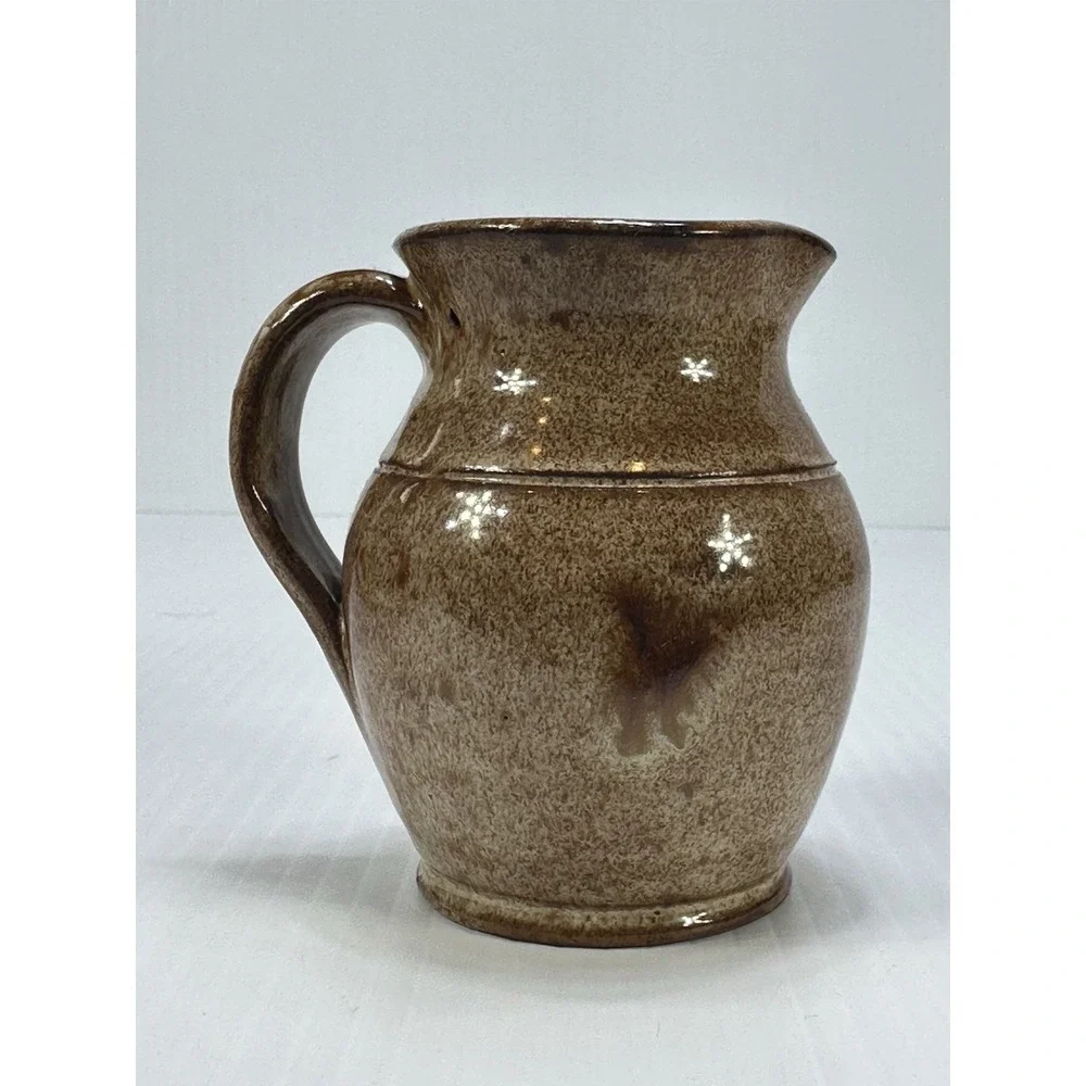 Old‎ Sturbridge Village Pottery Primitive Brown Glaze Handmade Jug 3.5